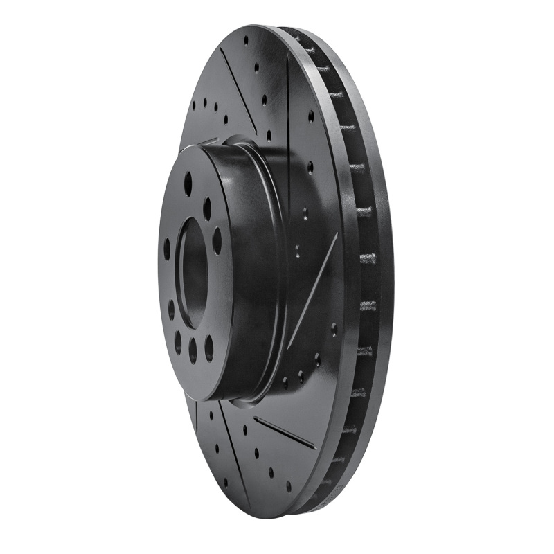 BMW X5 Brake Rotor (1) - Front Right - R1 Concepts - Drilled & Slotted - Black - `00-`06